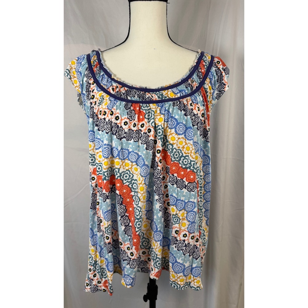 Little Yellow Button Anthropologie Multi Cap Sleeve top Women XL Excellent